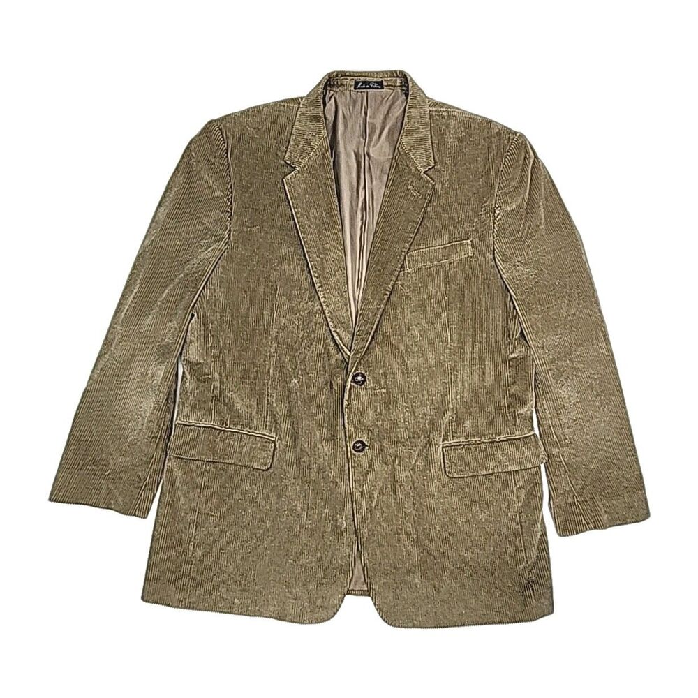 Norman Wells Blazer Jacket Beige Tan Corduroy Sportcoat Men Sz 46L Cord 2-Button